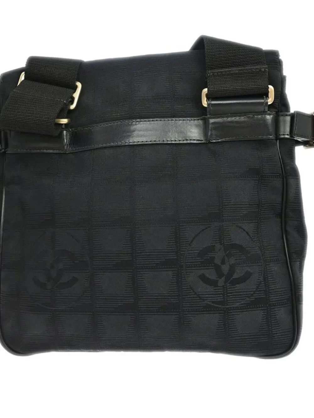 Chanel Black Jacquard Nylon Travel Line Shoulder Bag